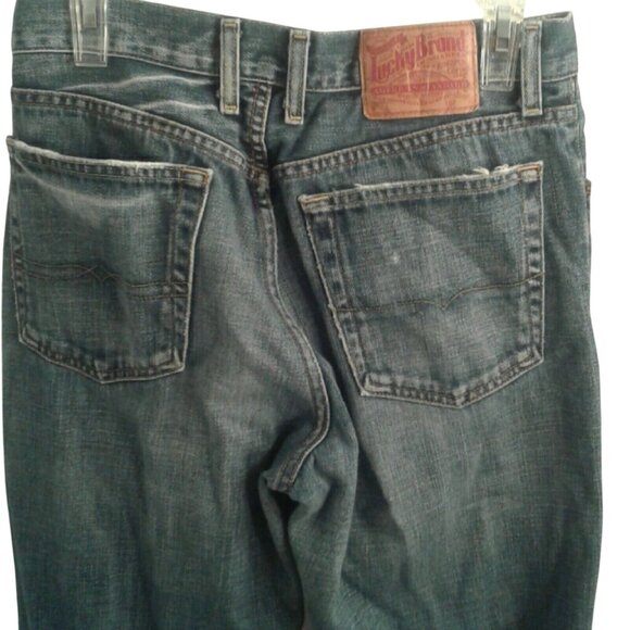 Lucky Brand Size 30 Jeans Mens Vintage Relaxed Fit Blue Denim Bootleg destroyed - Picture 8 of 8